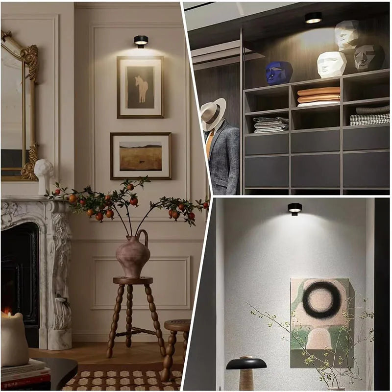 Battery Operated Picture Light Magnetic Led Painting Light with Remote Dimmable Timer 3 Lighting Modes Art Display Light Black