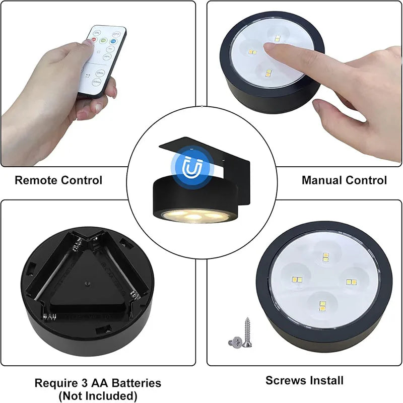 Battery Operated Picture Light Magnetic Led Painting Light with Remote Dimmable Timer 3 Lighting Modes Art Display Light Black