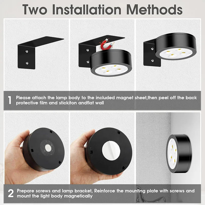 Battery Operated Picture Light Magnetic Led Painting Light with Remote Dimmable Timer 3 Lighting Modes Art Display Light Black